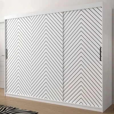 Veľká šatníková skriňa 250 cm s posuvnými dverami ORIOT - biela / čierna