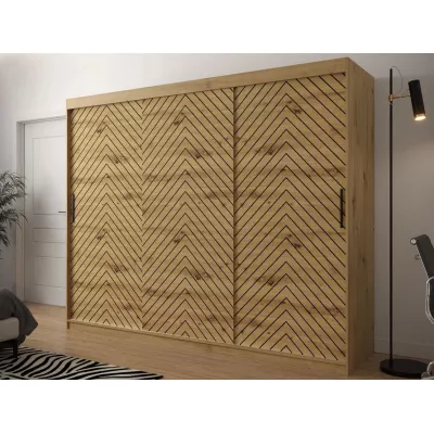 Veľká šatníková skriňa 250 cm s posuvnými dverami ORIOT - dub artisan / čierna