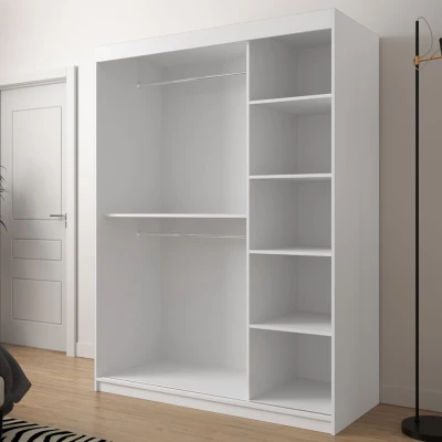 Šatníková skriňa 150 cm so zrkadlom ORIOT - biela / čierna