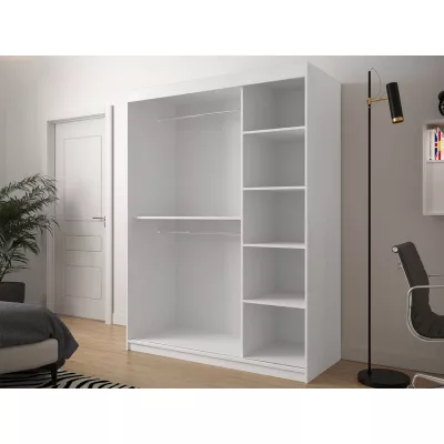 Šatníková skriňa 150 cm so zrkadlom ORIOT - biela / čierna