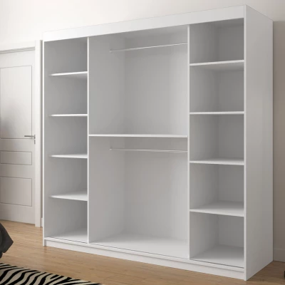 Vysoká šatníková skriňa 200 cm so zrkadlom ORIOT - dub artisan / čierna