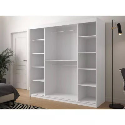 Vysoká šatníková skriňa 200 cm so zrkadlom ORIOT - biela / čierna