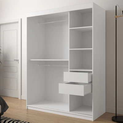 Šatníková skriňa 150 cm so zrkadlom a šuplíkmi ORIOT - dub artisan / čierna