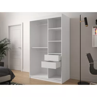Zrkadlová šatníková skriňa 120 cm so šuplíkmi ORIOT - dub artisan / čierna