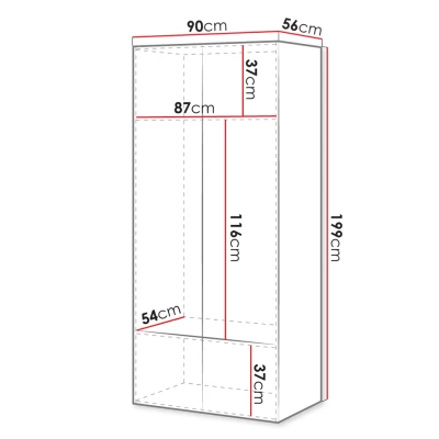 Úzka šatníková skriňa 90 cm CRATO - biela