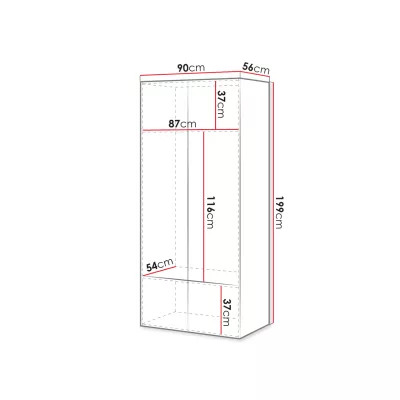Úzka šatníková skriňa 90 cm CRATO - biela
