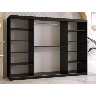 Veľká šatníková skriňa 250 cm DERO - tmavý orech / čierna