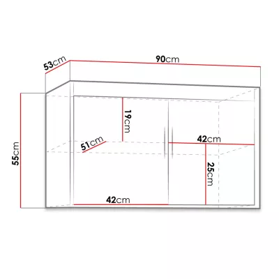 Nadstavba na šatníkovú skriňu 90 cm ARCATA - dub sonoma
