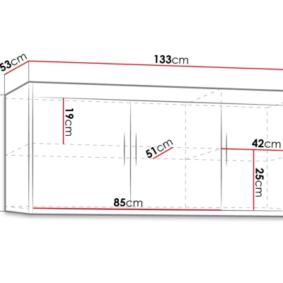 Nadstavba na šatníkovú skriňu 133 cm ARCATA - dub sonoma