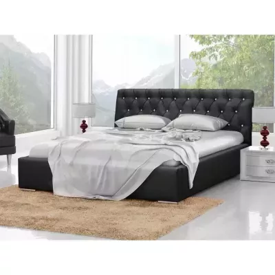 Čalúnená manželská posteľ 180x200 ESCALON - čierna ekokoža