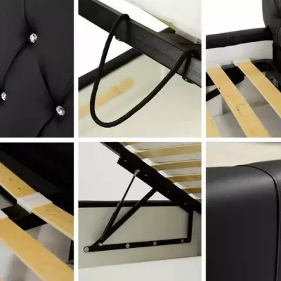 Čalúnená manželská posteľ 180x200 ESCALON - čierna ekokoža