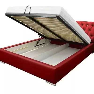 Čalúnená manželská posteľ 180x200 ESCALON - biela ekokoža