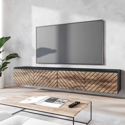 TV stolík s LED osvetlením 180 cm WILLA D - dub wotan / čierny grafit