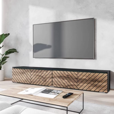 TV stolík s LED osvetlením 180 cm WILLA D - dub wotan / čierny grafit