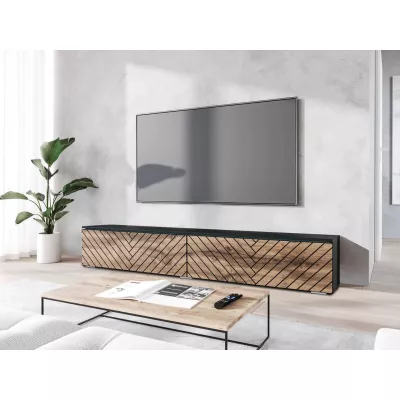 TV stolík s LED osvetlením 180 cm WILLA D - dub wotan / čierny grafit
