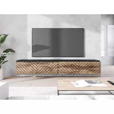 TV stolík s LED osvetlením 180 cm WILLA D - dub wotan / čierny grafit