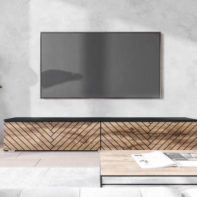 TV stolík s LED osvetlením 180 cm WILLA D - dub wotan / čierny grafit