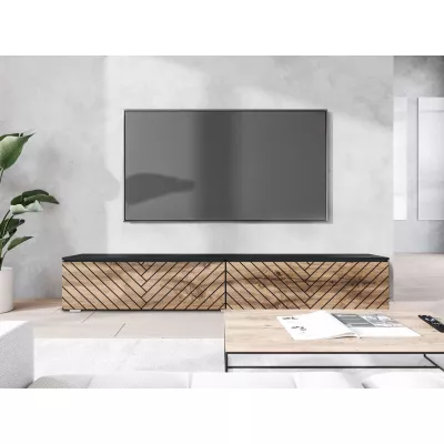 TV stolík s LED osvetlením 180 cm WILLA D - dub wotan / čierny grafit