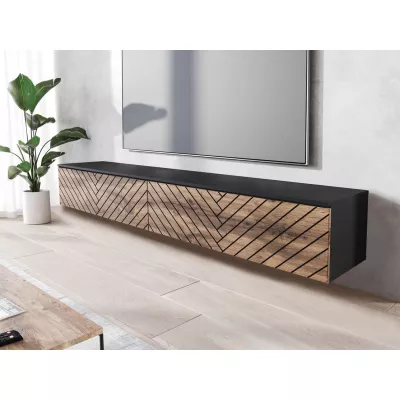 TV stolík s LED osvetlením 180 cm WILLA D - dub wotan / čierny grafit