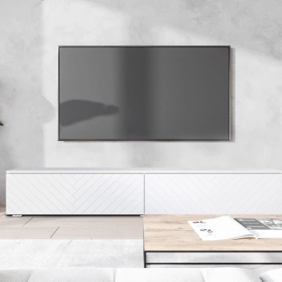 TV stolík s LED osvetlením 180 cm WILLA D - biely 1
