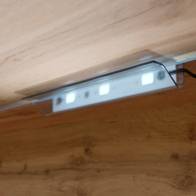 TV stolík s LED osvetlením 180 cm WILLA D - dub wotan / čierny grafit