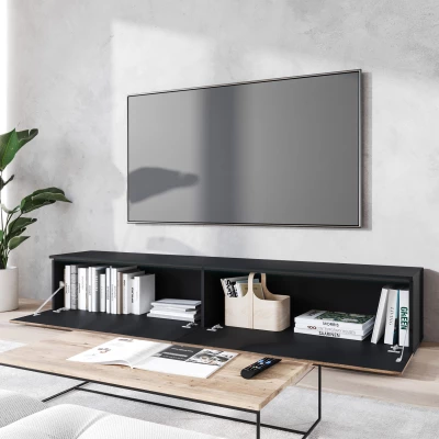 TV stolík s LED osvetlením 180 cm WILLA D - dub wotan / čierny grafit