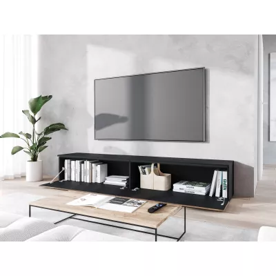TV stolík s LED osvetlením 180 cm WILLA D - dub wotan / čierny grafit