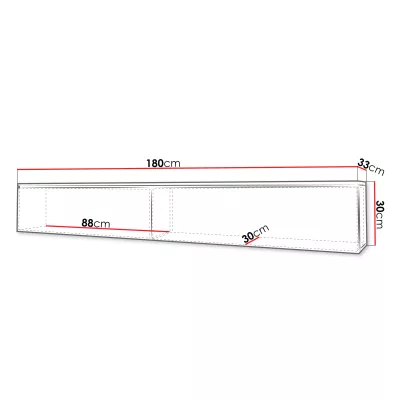 TV stolík s LED osvetlením 180 cm WILLA D - dub wotan / čierny grafit