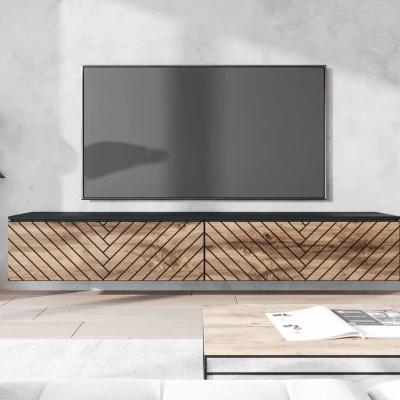 TV stolík 180 cm WILLA D - dub wotan / čierny grafit