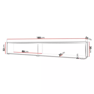 Televízna skrinka s LED osvetlením 180 cm WILLA D - dub gaja