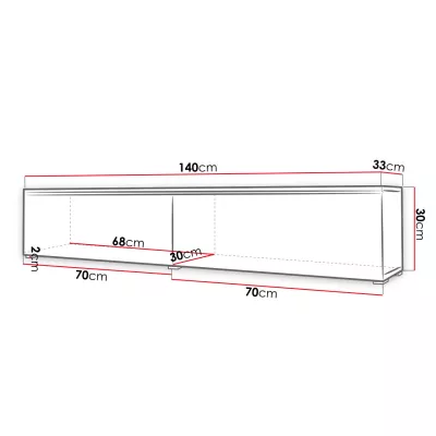 TV stolík s LED osvetlením 140 cm WILLA D - čierny grafit 1