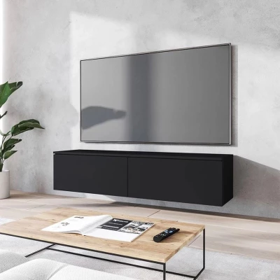 Televízna skrinka s LED osvetlením 140 cm WILLA D - čierna grafitová