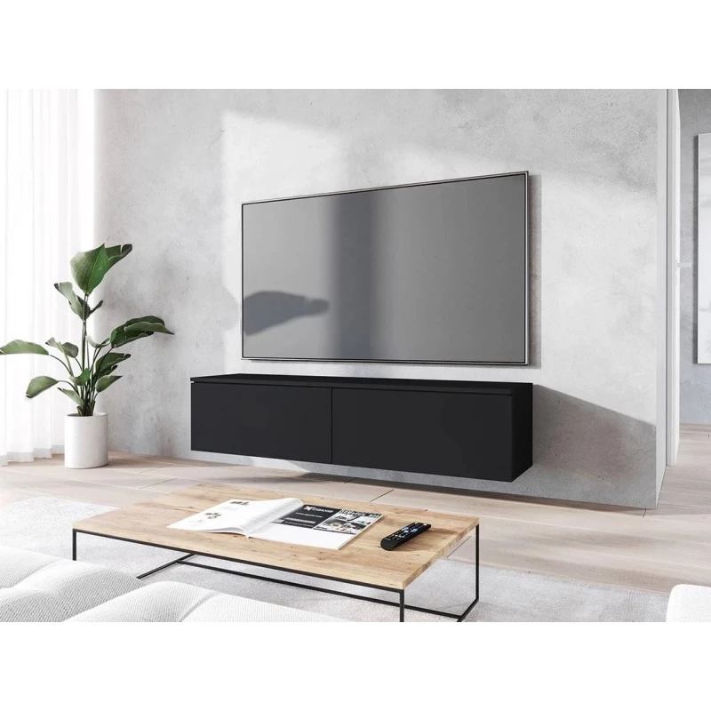 Televízna skrinka s LED osvetlením 140 cm WILLA D - čierna grafitová