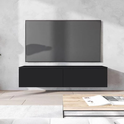 Televízna skrinka s LED osvetlením 140 cm WILLA D - čierna grafitová