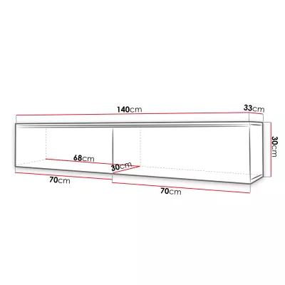 Televízna skrinka s LED osvetlením 140 cm WILLA D - čierna grafitová
