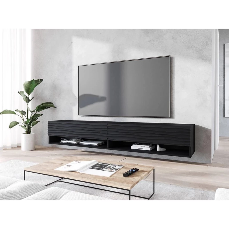 TV stolík s LED RGB osvetlením 180 cm WILLA A - čierny grafit 2