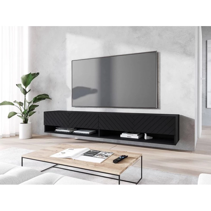 TV stolík s LED RGB osvetlením 180 cm WILLA A - čierny grafit 1