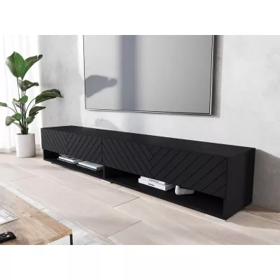 TV stolík s LED RGB osvetlením 180 cm WILLA A - čierny grafit 1