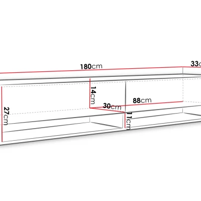 TV stolík s LED RGB osvetlením 180 cm WILLA A - čierny grafit 1
