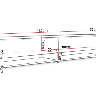 TV stolík s LED RGB osvetlením 180 cm WILLA A - čierny grafit 1