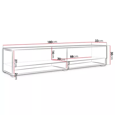 TV stolík s LED RGB osvetlením 180 cm WILLA A - čierny grafit 1