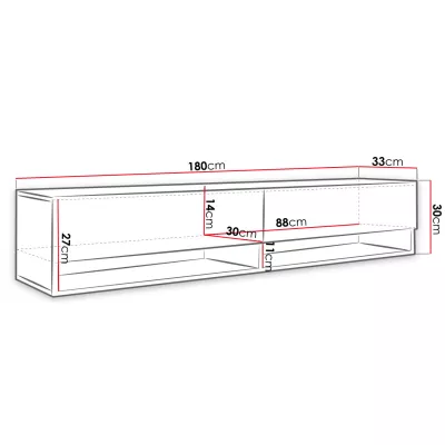 TV stolík s LED RGB osvetlením 180 cm WILLA A - biely