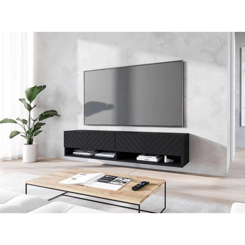 TV stolík s LED RGB osvetlením 140 cm WILLA A - čierny grafit