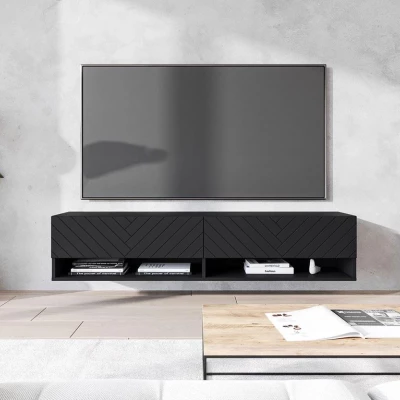 TV stolík s LED RGB osvetlením 140 cm WILLA A - čierny grafit