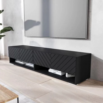 TV stolík s LED RGB osvetlením 140 cm WILLA A - čierny grafit