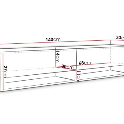 TV stolík s LED RGB osvetlením 140 cm WILLA A - čierny grafit