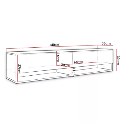 TV stolík s LED RGB osvetlením 140 cm WILLA A - čierny grafit
