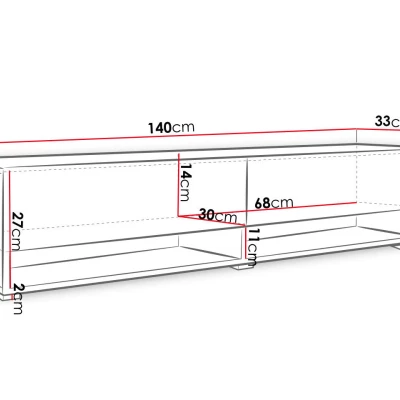 TV stolík s LED RGB osvetlením 140 cm WILLA A - čierny grafit