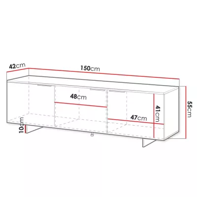 Televízny stolík so skrinkami 150 cm DEASY - pieskový béžový