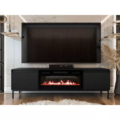 TV stolík s elektrickým krbom REMY - čierny
